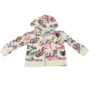 Minnie Mouse Girls Graffiti Streetwear Zip Up Hoodie Size 2T